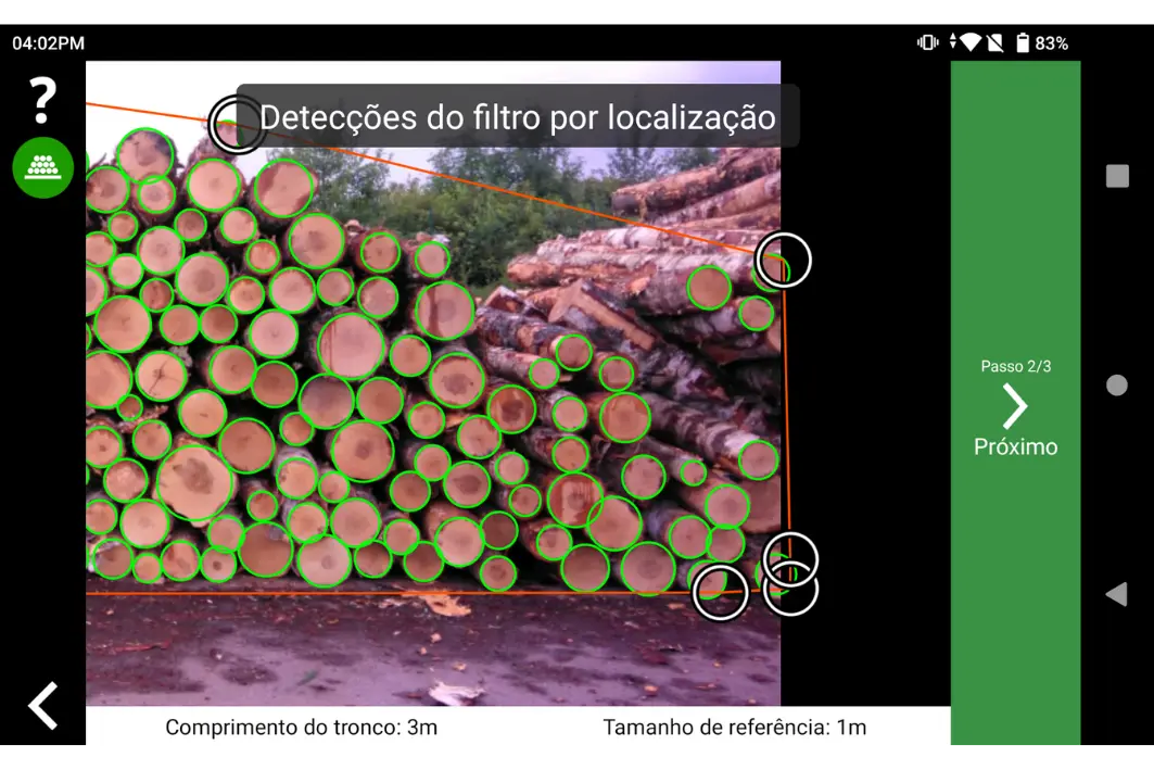 Ajuste a área de interesse