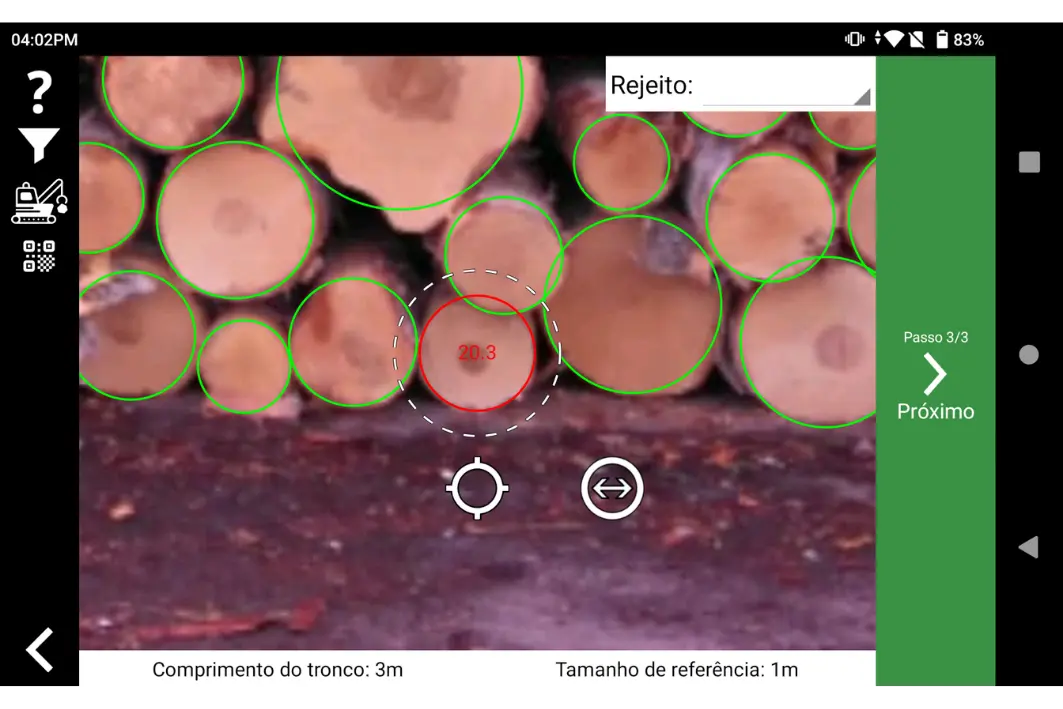 Ajuste os círculos das toras